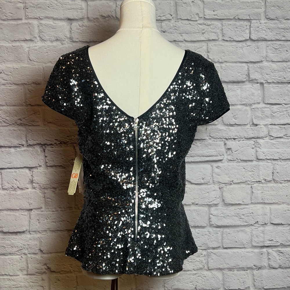 Women's Black Sequin Peplum Top - Brand - Picture 4 of 8